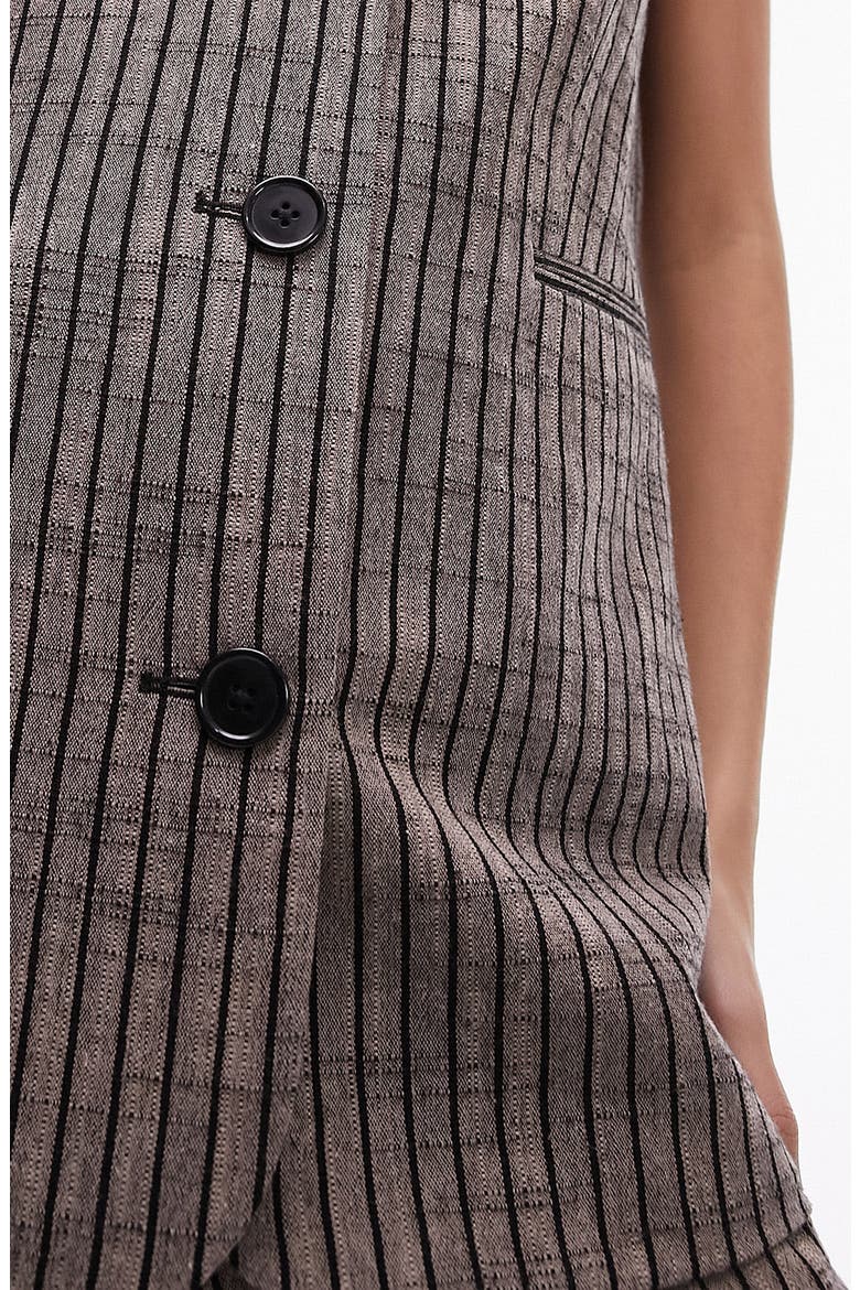 Pinstripe Cotton Blend Vest, Alternate, color, BROWN