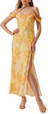 ASTR the Label Kitura Abstact Print Cold Shoulder Dress