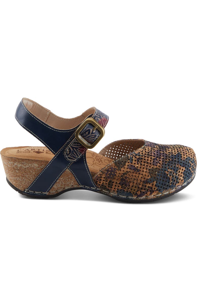 L'Artiste by Spring Step Koraline Ankle Strap Clog, Alternate, color, Navy Multi