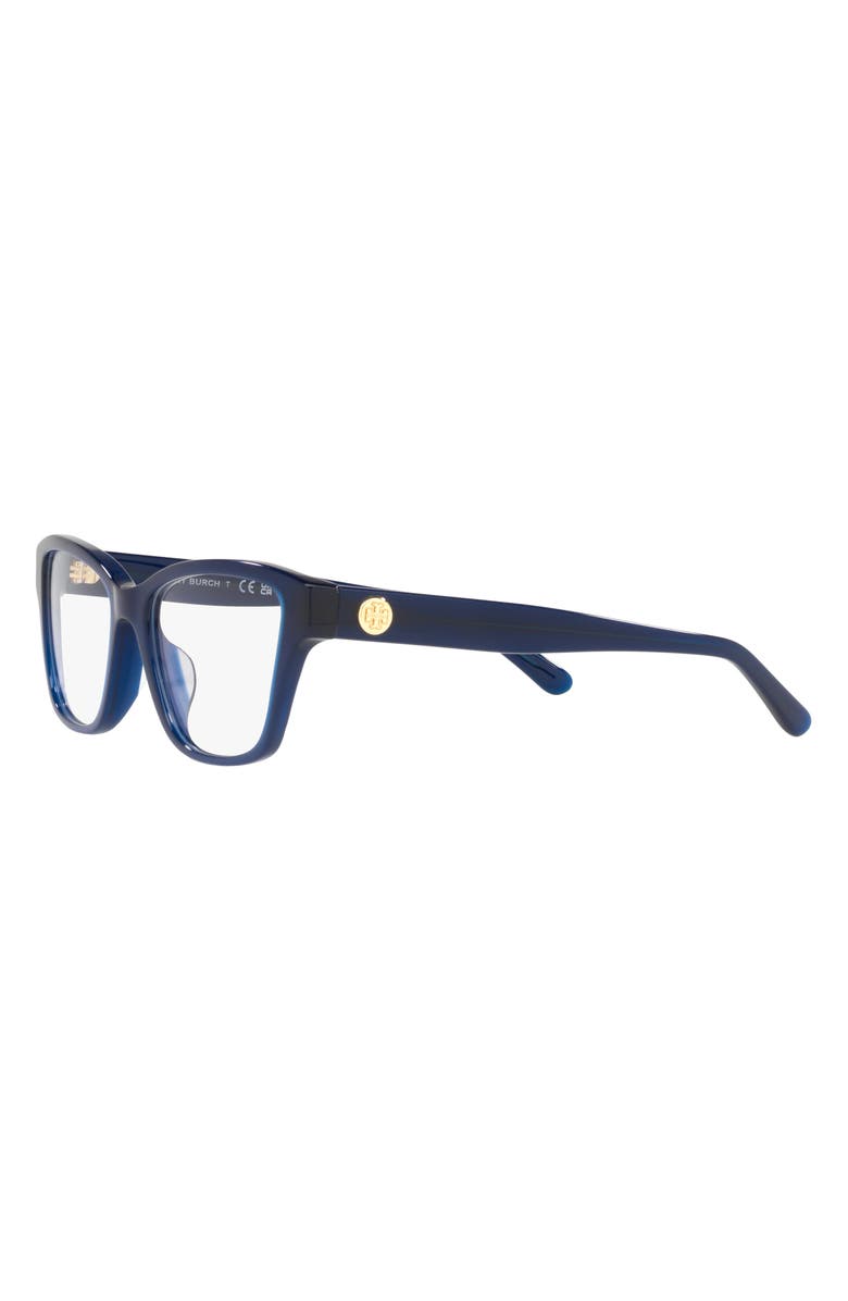 Tory Burch 53mm Rectangular Optical Glasses, Alternate, color, Navy