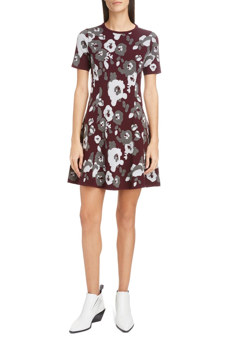 KENZO Floral Jacquard Fit & Flare Minidress, Main, color,