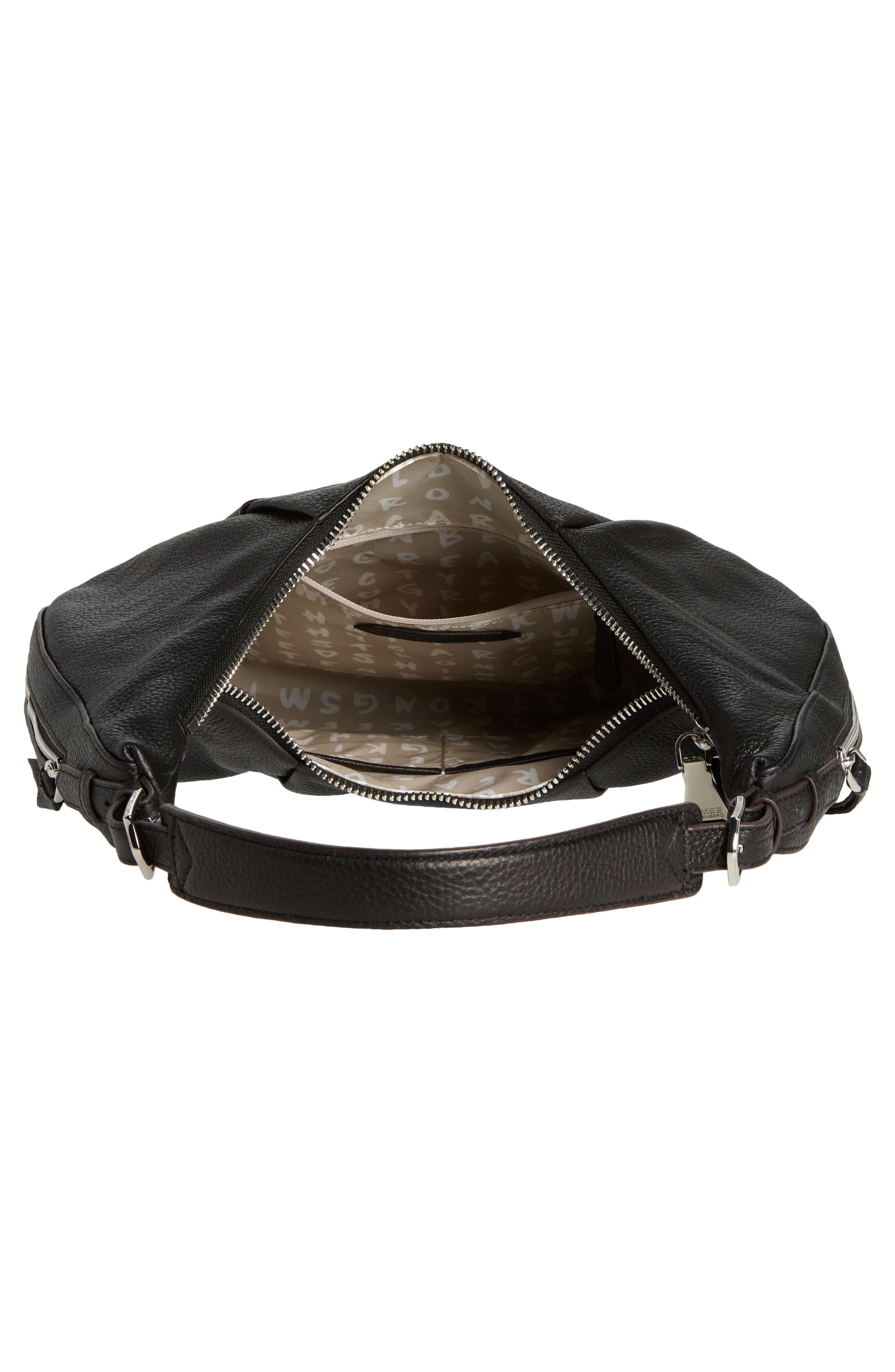 AIMEE Corfu Pleated Hobo Bag, Alternate, color, Black W/ Silver