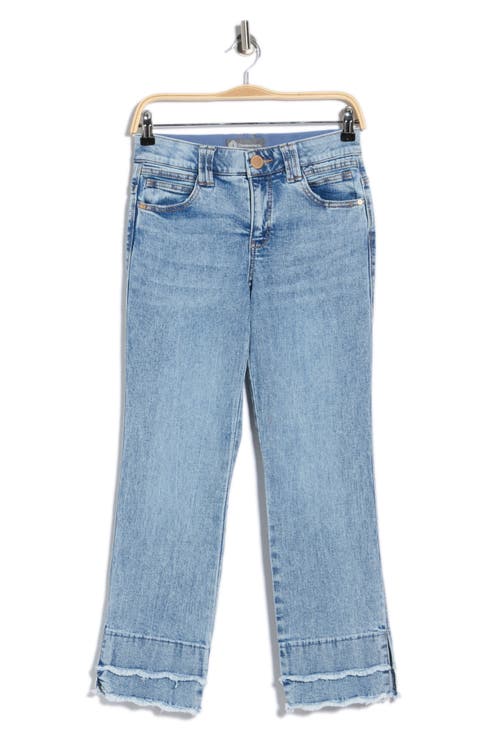 Scalloped Double Fray Hem Crop Flare Leg Jeans
