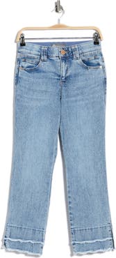 Democracy Scalloped Double Fray Hem Crop Flare Leg Jeans