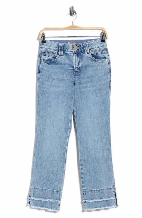 Democracy Scalloped Double Fray Hem Crop Flare Leg Jeans