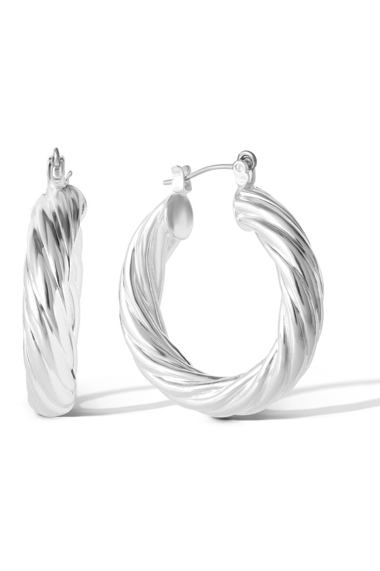 Thick Twisted Hoop Earrings, Main, color, Silver, Gold