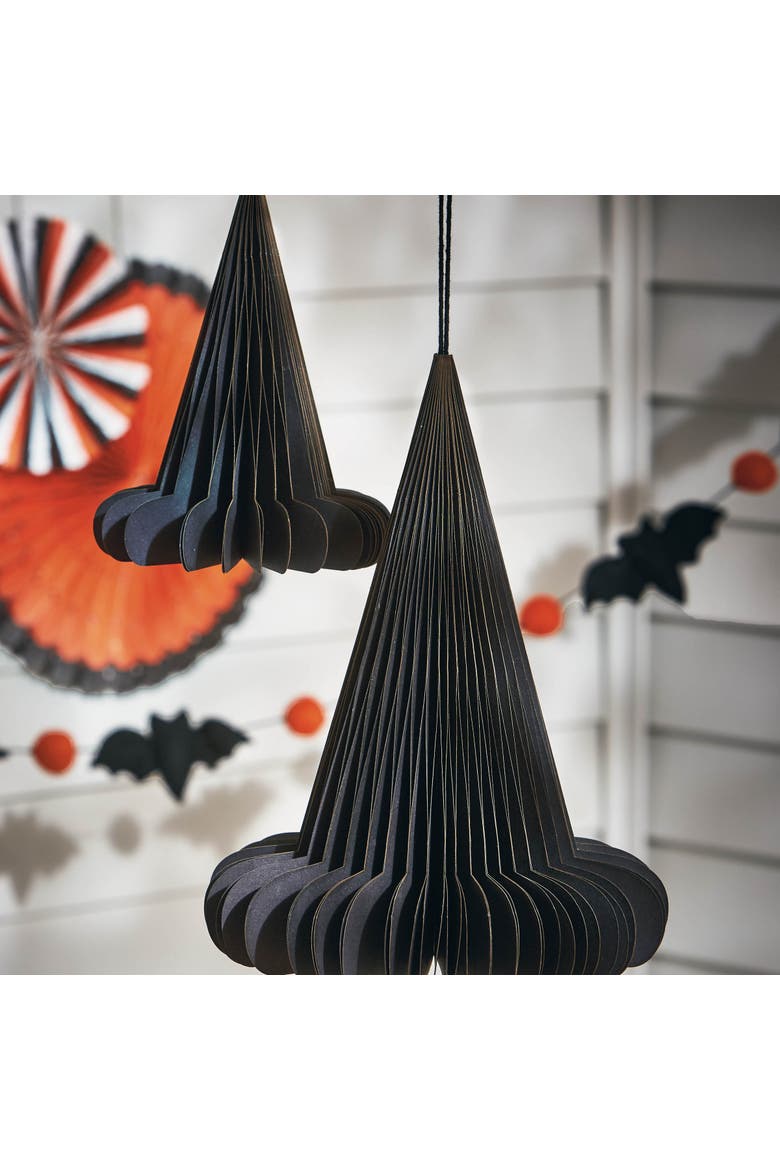 Small Black Witch Hat Paper Decor for Halloween Home, Alternate, color, Black
