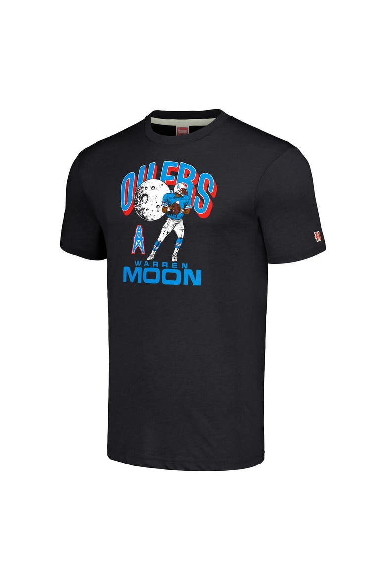 Men's Homage  Warren Moon Heathered Charcoal Houston Oilers  Caricature Retired Player Tri-Blend T-Shirt, Alternate, color, Charcoal