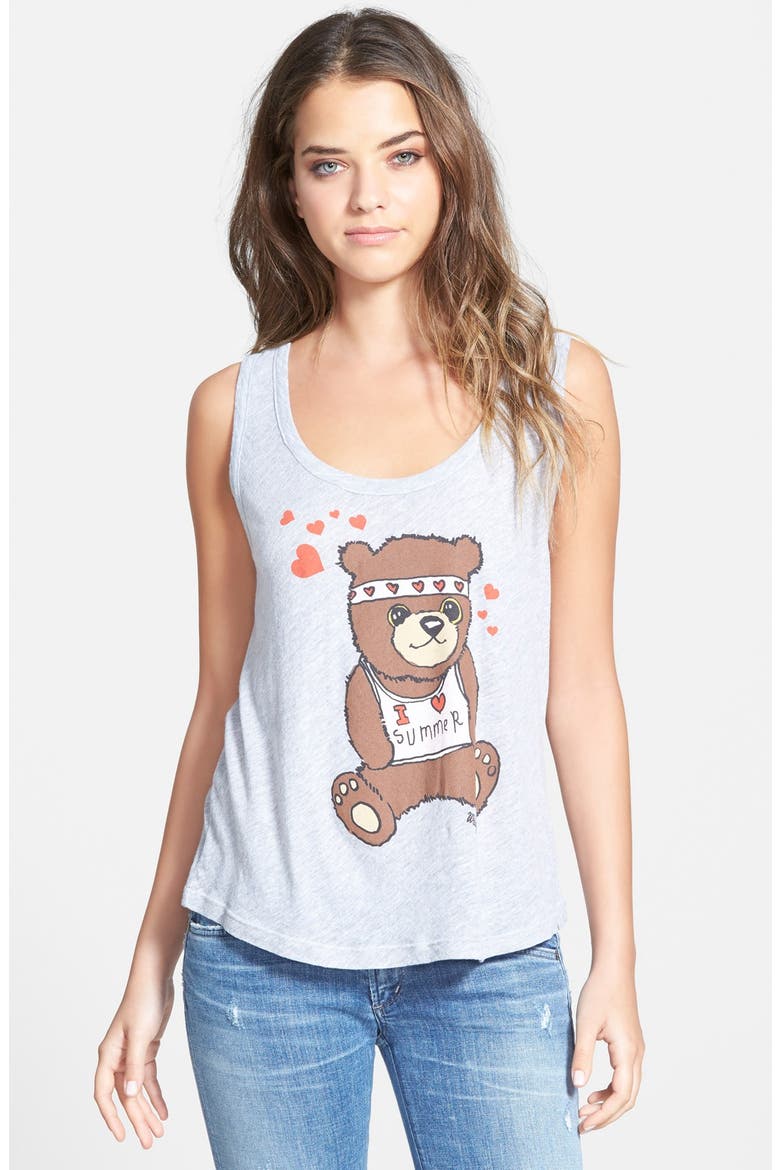 'Teddy Hug' Graphic Tank, Main, color, HEATHER GREY