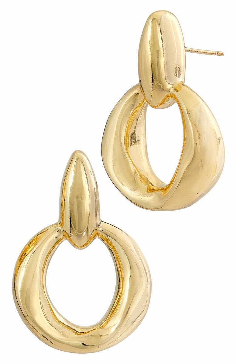 SAVVY CIE JEWELS Knocker Drop Earrings, Main, color, Yellow