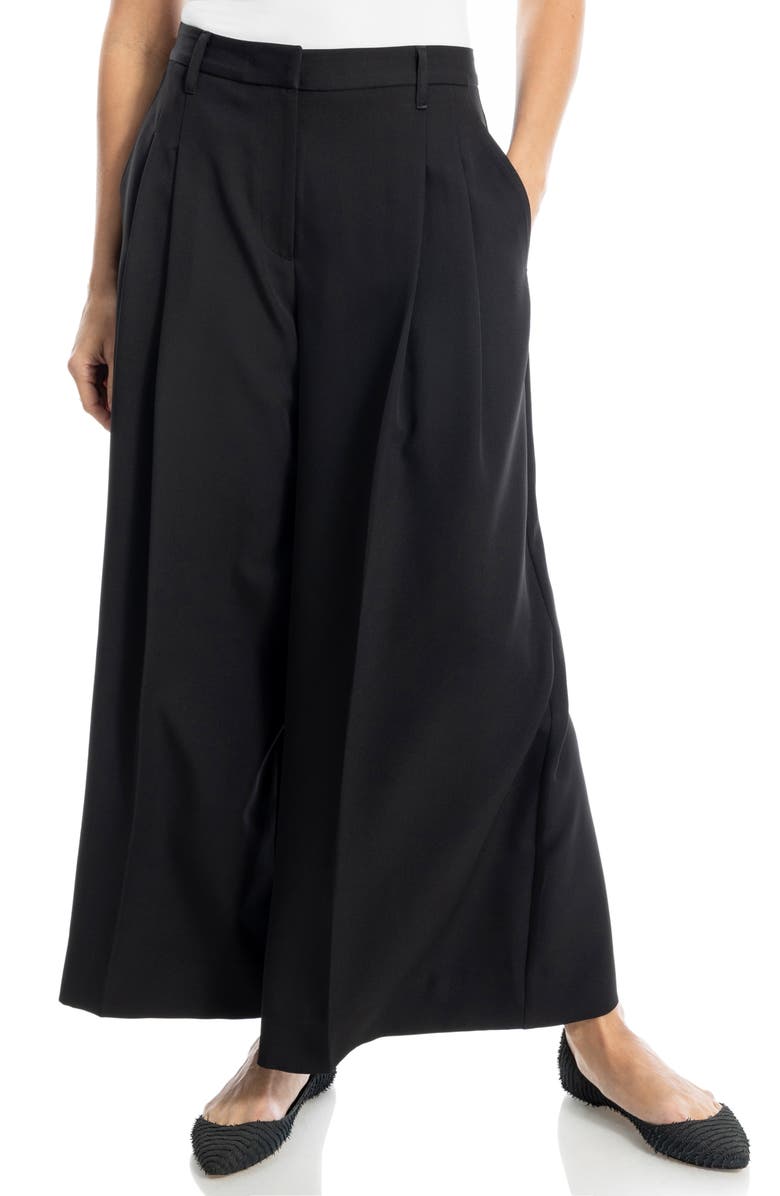 MAX STUDIO Pleated Culottes, Alternate, color, Black