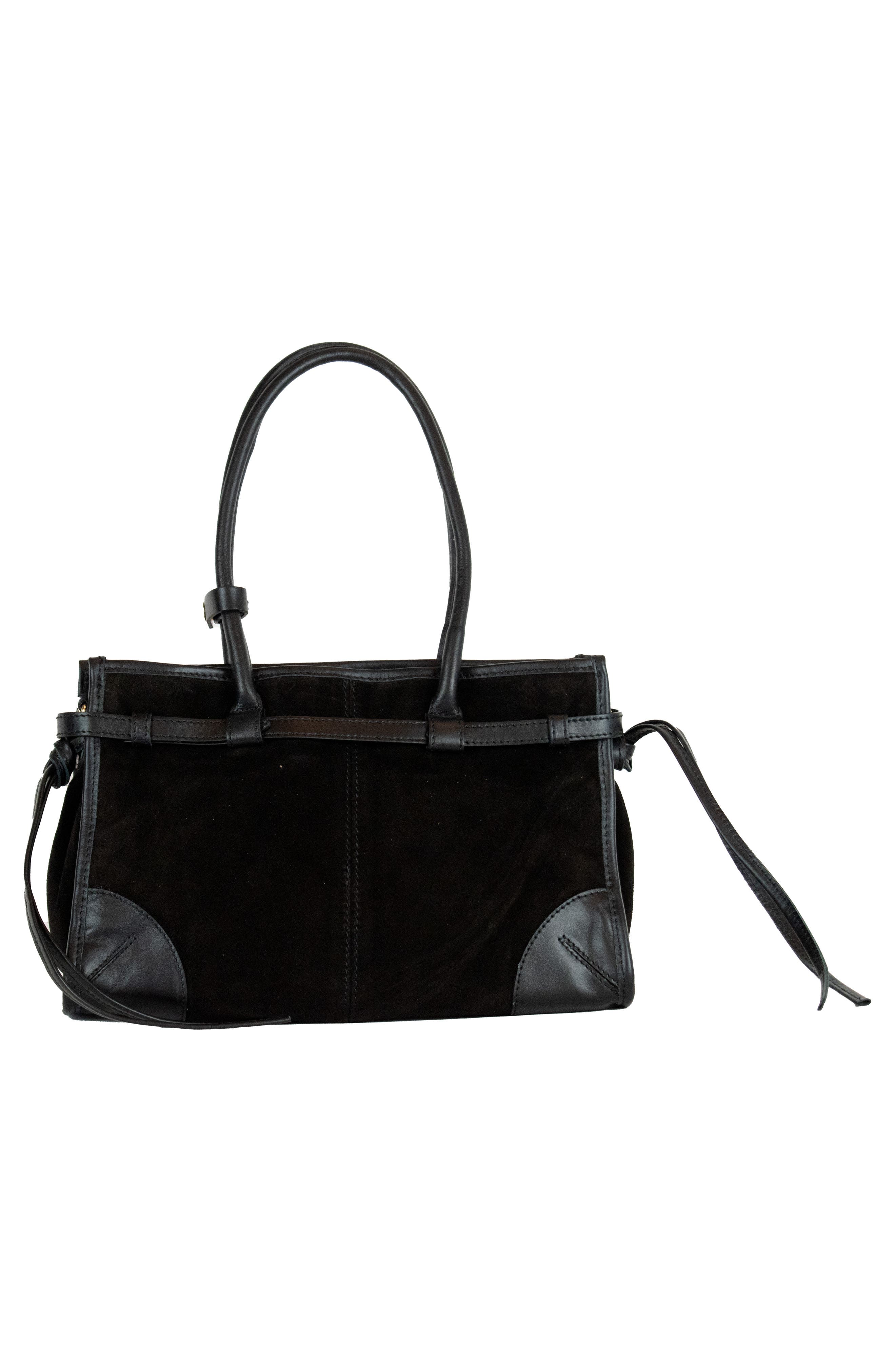 Persaman New York Leather & Suede Tote Bag, Alternate, color, Black