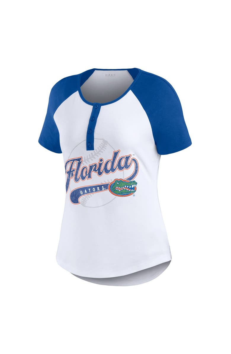 WEAR by Erin Andrews Women's WEAR by Erin Andrews White Florida Gators Baseball Logo Raglan Henley T-Shirt, Alternate, color, White