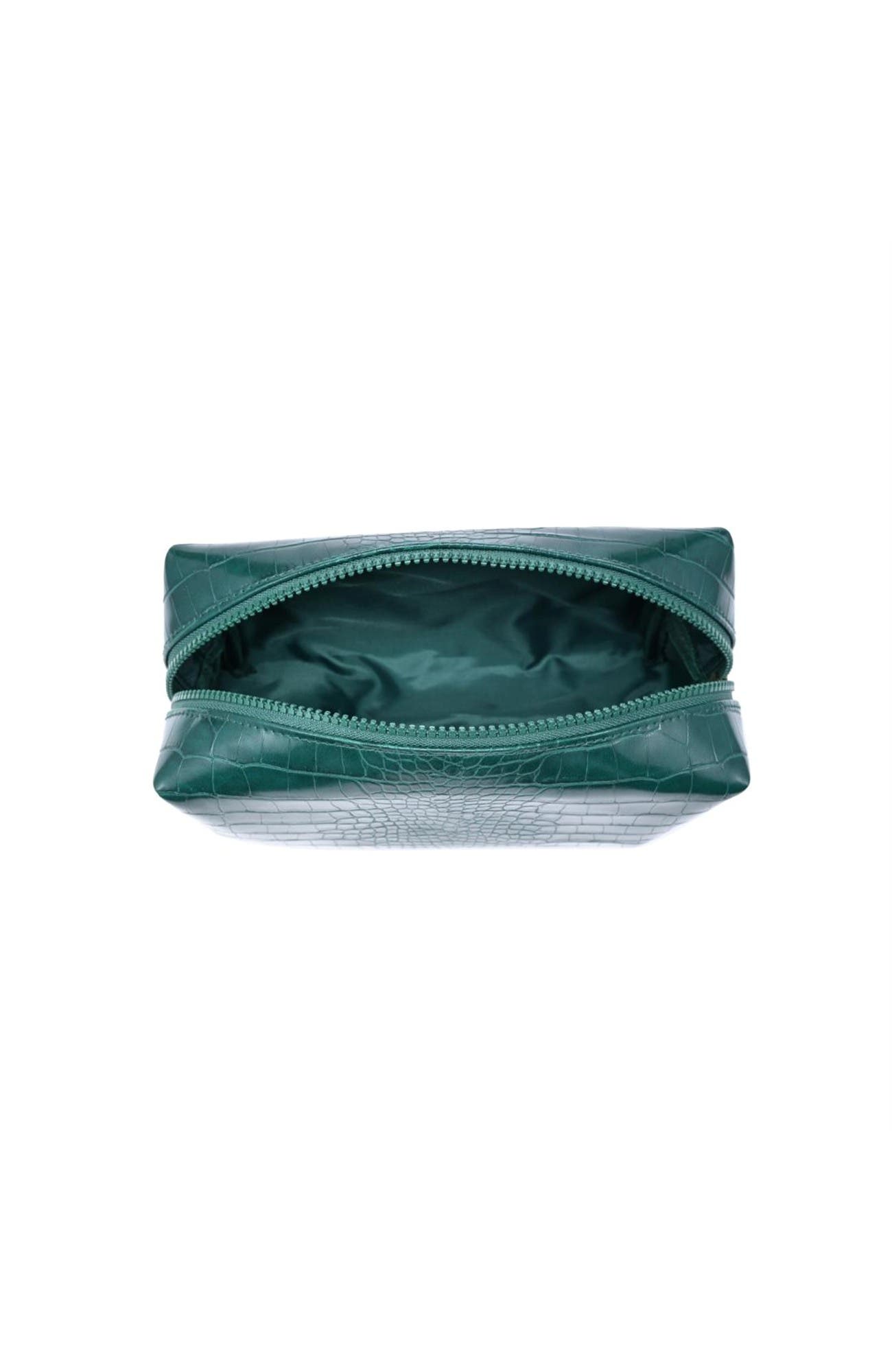 Croc Chic Cosmetic & Travel Organizer Pouch, Alternate, color, Emerald