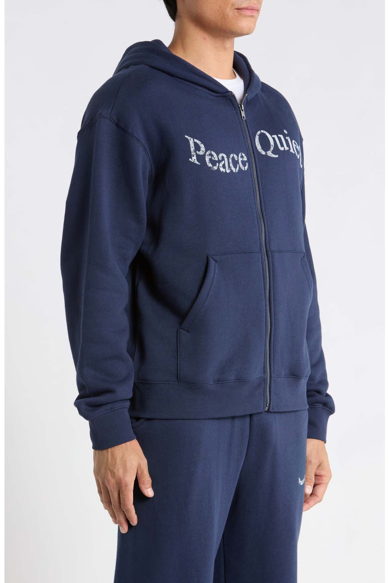 Stencil Logo Graphic Zip Hoodie, Alternate, color, NAVY