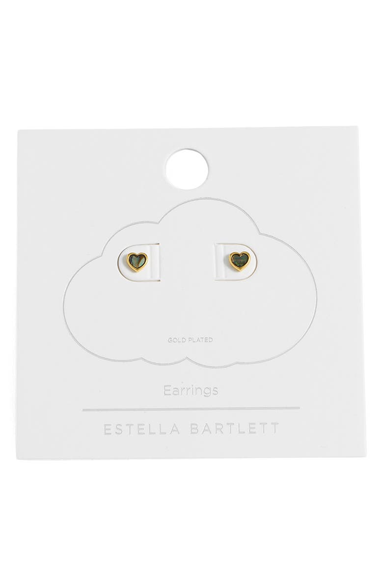 Estella Bartlett Abalone Heart Stud Earrings, Alternate, color, Gold