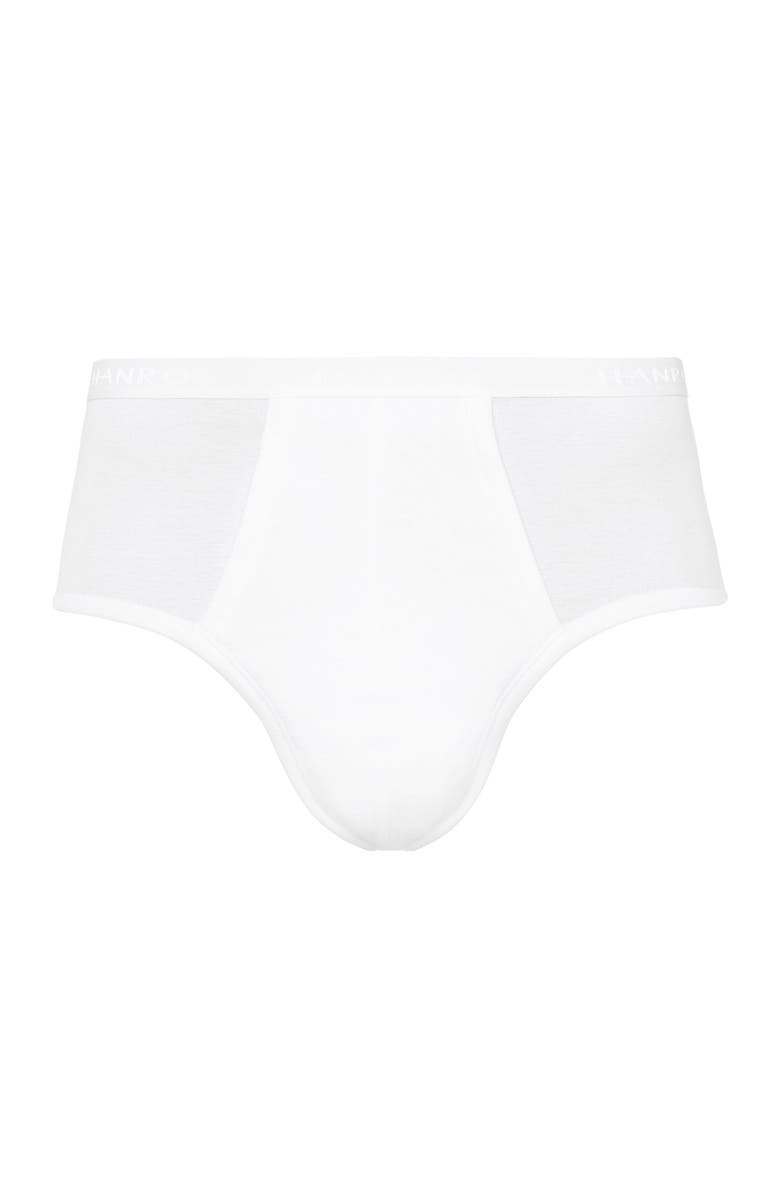 Hanro Cotton Pure Cotton Full Brief With Fly, Main, color, White