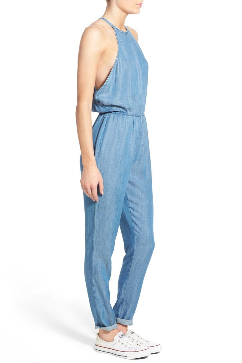 'Be About It' Halter Chambray Jumpsuit, Alternate, color, CHAMBRAY BLUE