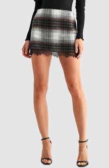 All in Favor Lace Trim Plaid Skirt