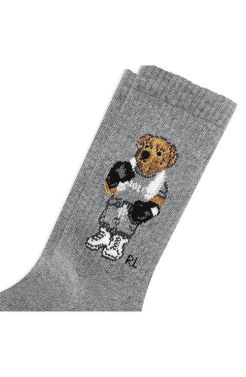 Polo Ralph Lauren Boxer Bear Cotton Blend Crew Socks In Gray