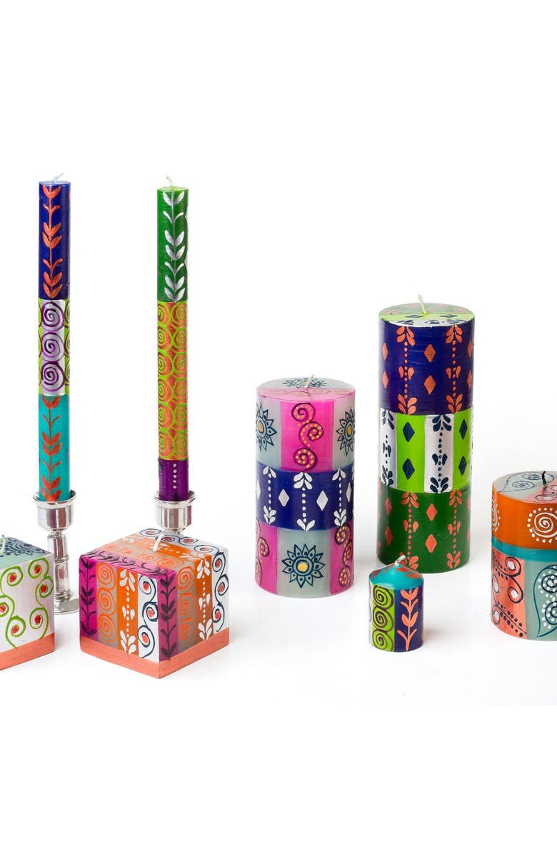 Thumbprint Artifacts Sari Painted Candles - Set of 6, Alternate, color, Sari - 2"