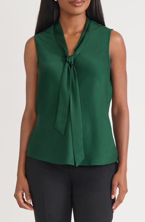 Bow Detail Sleeveless Satin Top