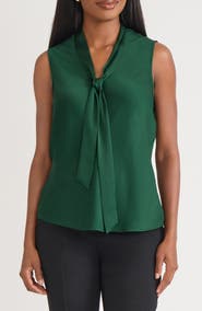 KASPER Bow Detail Sleeveless Satin Top