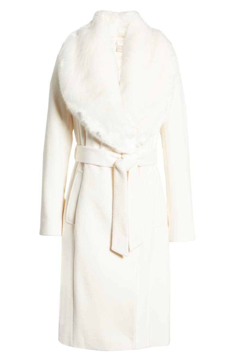 Rachel Parcell Faux Fur Collar Wool Blend Coat, Alternate, color,