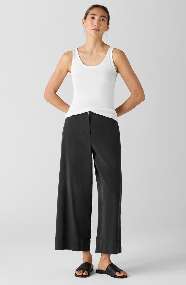 Eileen Fisher Slim Fit Scoop Neck Stretch Cotton Tank, Alternate, color, White