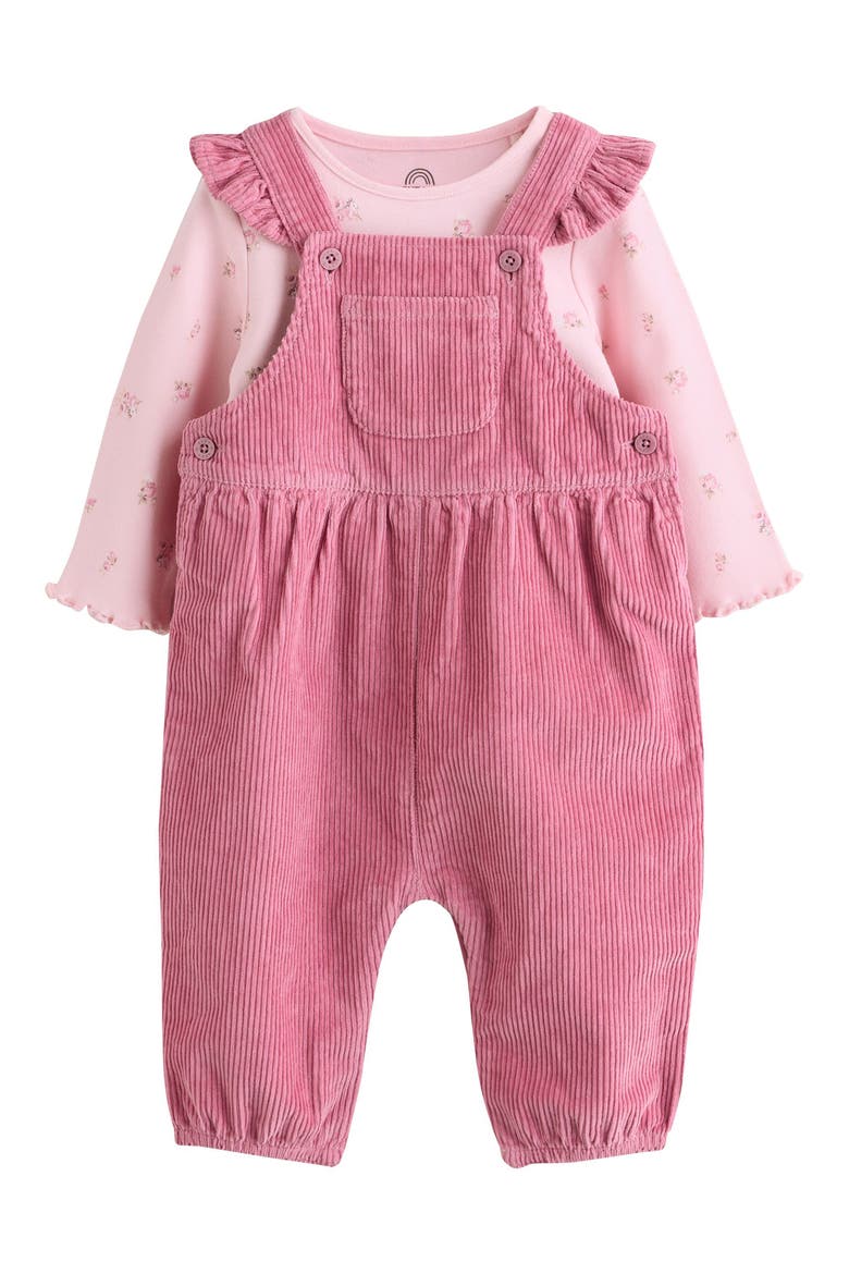 Kids' Ruffled Corduroy Dungarees & Bodysuit Set, Main, color, PINK