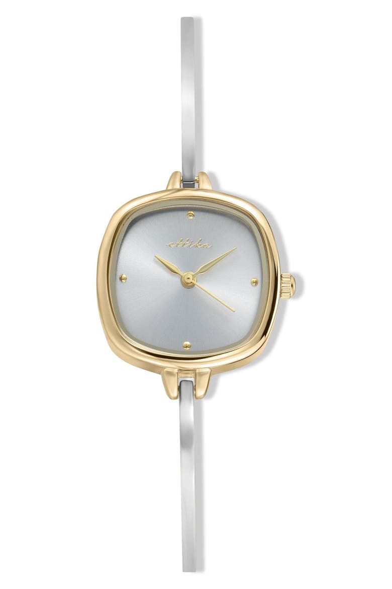 Square Case Slim Strap Watch, Main, color, SILVER / MIXED METAL