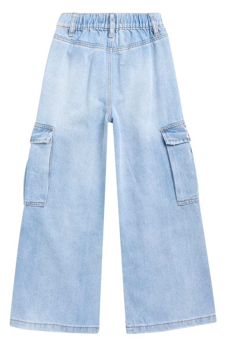 GOGO STAR Kids' Bow Embroidered Cargo Jeans, Alternate, color, Light Wash