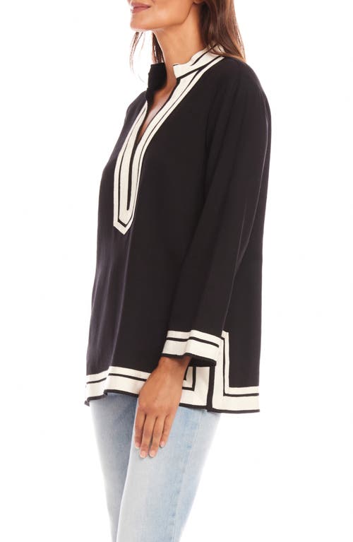 Karen Kane The St. Tropez Linen Blend Tunic In Black/cream