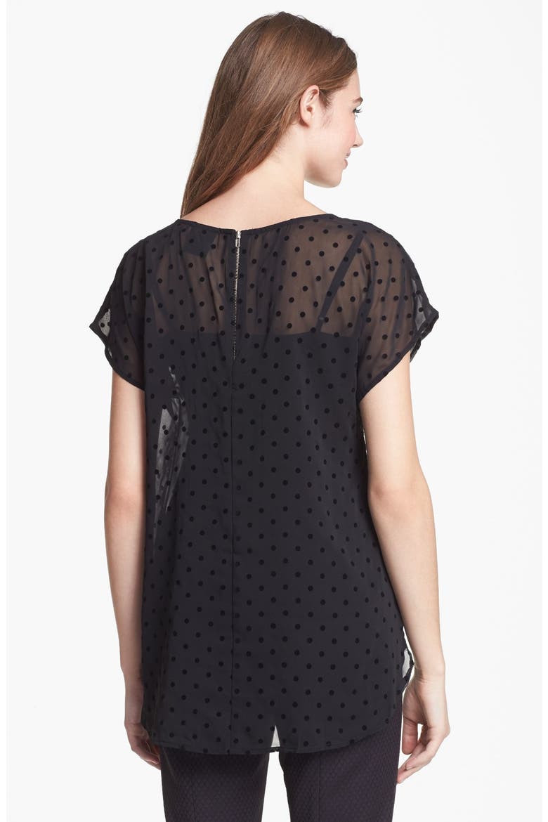 Polka Dot Chiffon Tee, Alternate, color, BLACK/ BLACK DOT