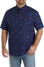 Harbor Bay by DXL Big & Tall Easy-Care Floral Print Sport Shirt