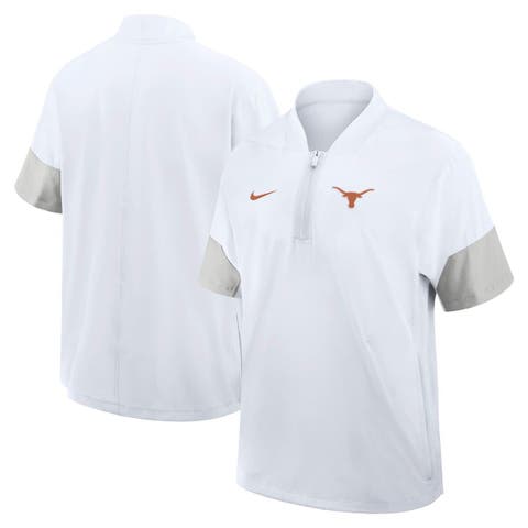 Men's Nike White Texas Longhorns 2025 Sideline Short Sleeve Quarter-Zip Coach Jacket