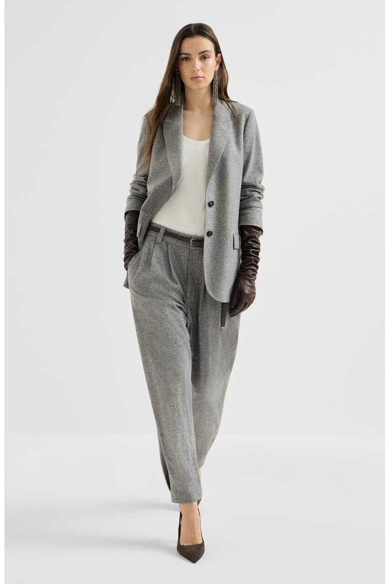 Cashmere jersey tailored trousers, Alternate, color, Grey