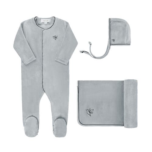 Ely's & Co. Velour Embroidered Bird & Butterfly Collection In Blue