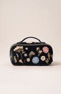 Elizabeth Scarlett Pressed Flowers Velvet Open Flat Makeup Bag