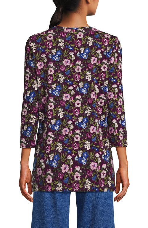 Lands' End 3/4 Sleeve Cotton Supima Tunic In Purple