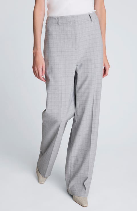 Plaid High Waist Wide Leg Pants