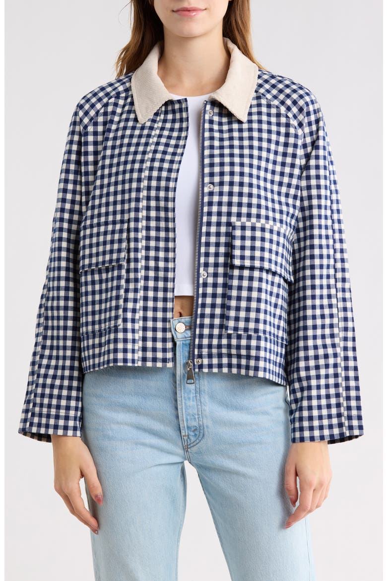 Corduroy Collar Gingham Shirt Jacket (Women) | Nordstromrack