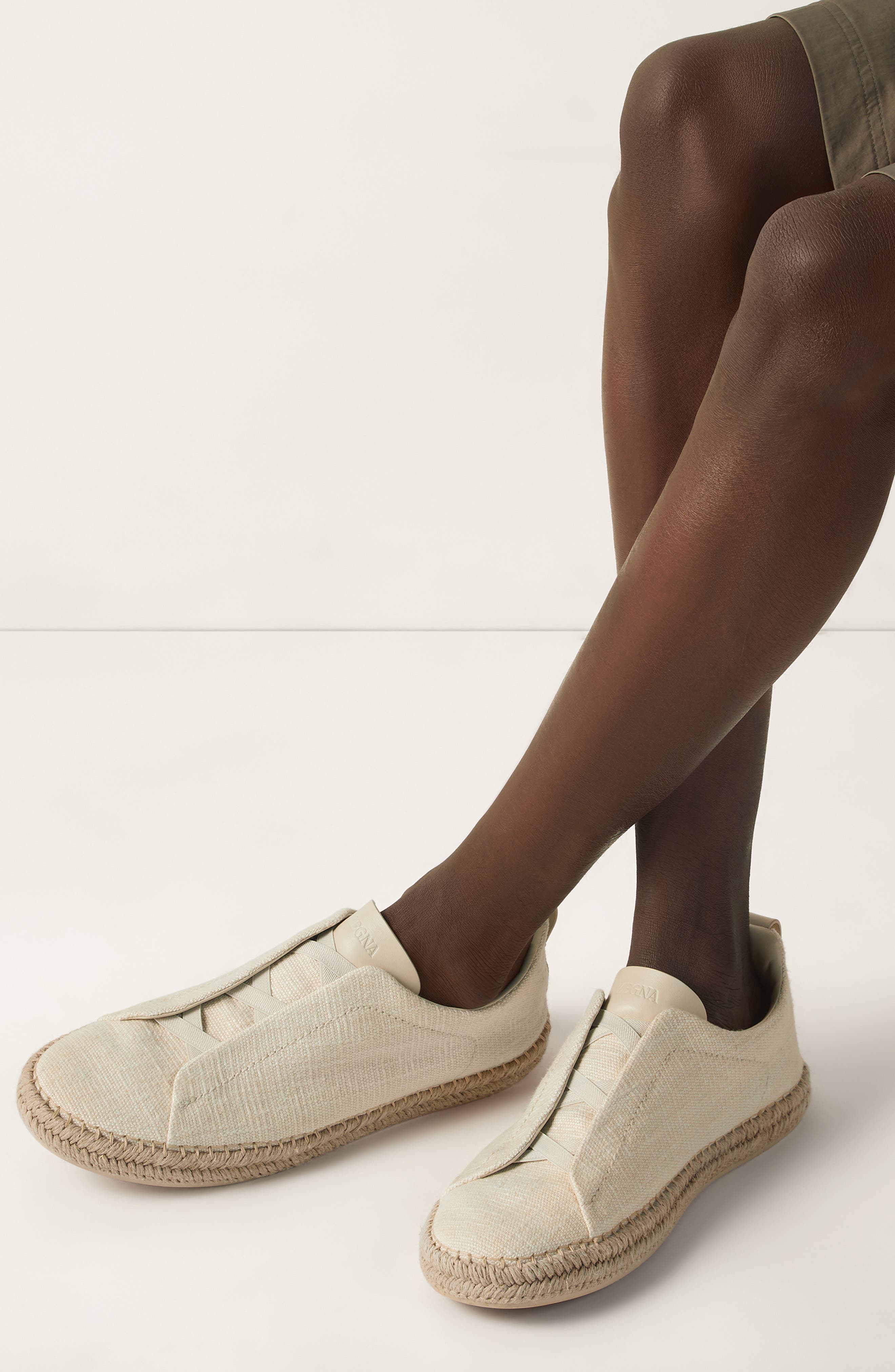 ZEGNA Linen & Leather Blend Triple Stitch<sup>™</sup> Espadrille, Alternate, color, 