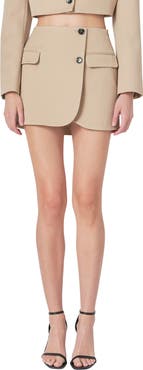 Grey Lab Tailored Wrap Miniskirt