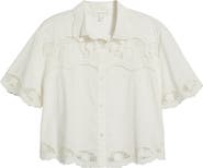 Treasure & Bond Embroidered Cutwork Cotton Camp Shirt