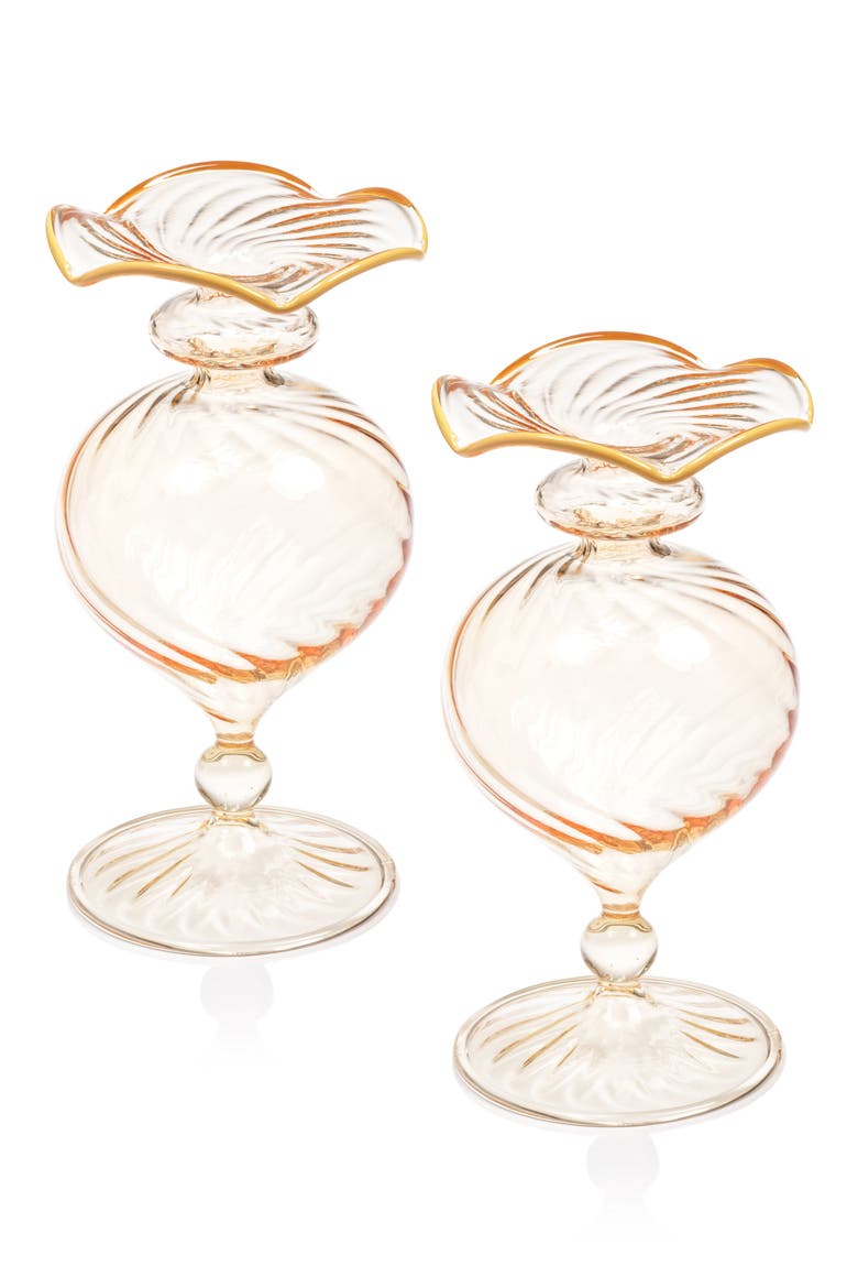 Treviso Optic Wave Set of 2 Vases, Main, color, PEACH/ LIGHT YELLOW