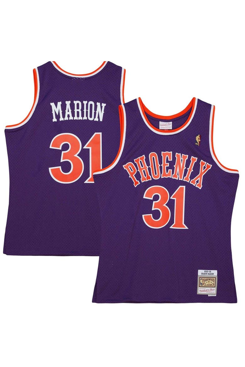 Men's Mitchell & Ness Shawn Marion Purple Phoenix Suns 2001/02 Hardwood Classics Swingman Jersey, Main, color, Purple