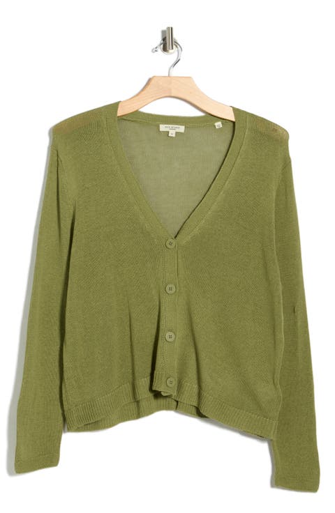 V-Neck Button Front Cardigan (Plus)