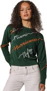 KADYLUXE Women's Green Miami Hurricanes Love Note Embroidered Pullover Sweater