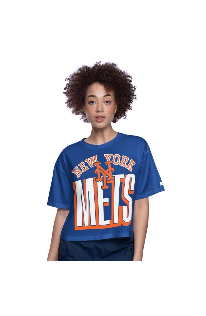 STARTER Women's Starter Royal New York Mets Play the Ball Boxy Cropped T-Shirt, Alternate, color, 